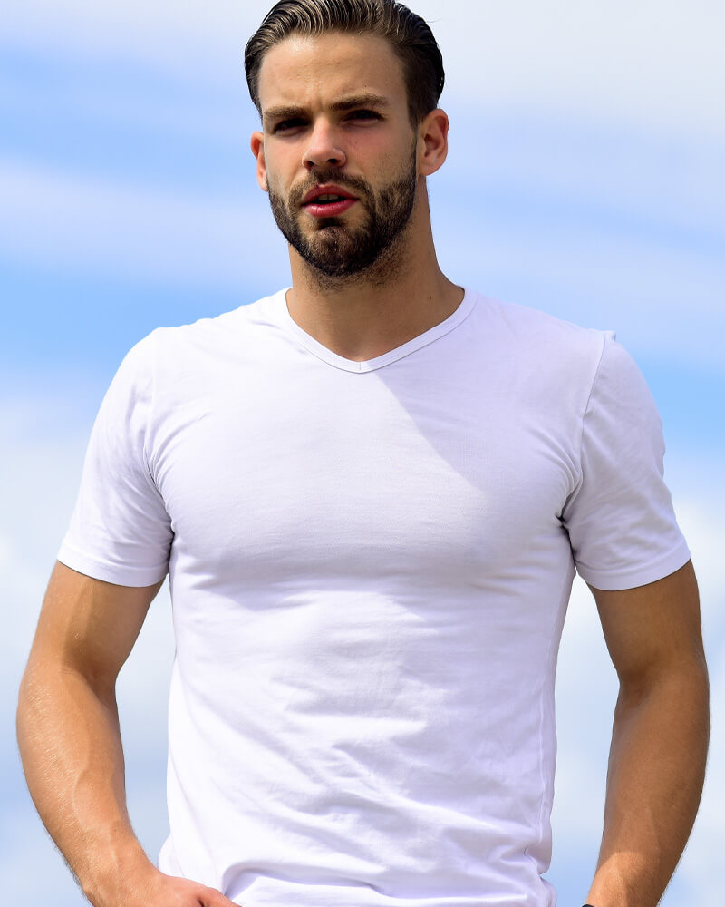 fit man in a white shirt