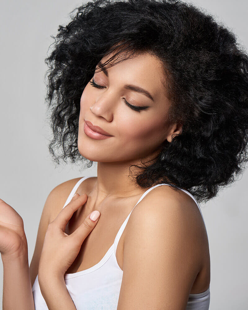 Sensual woman with curly hair