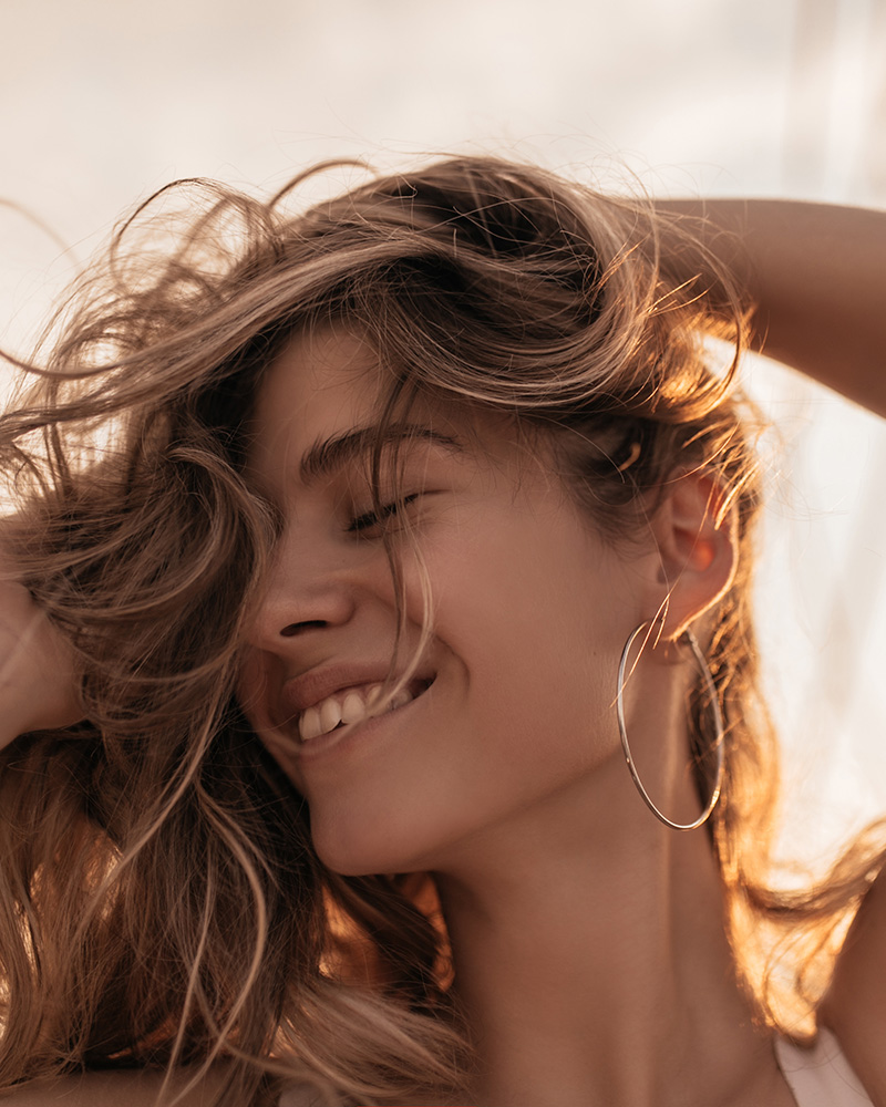 Woman with curly hair