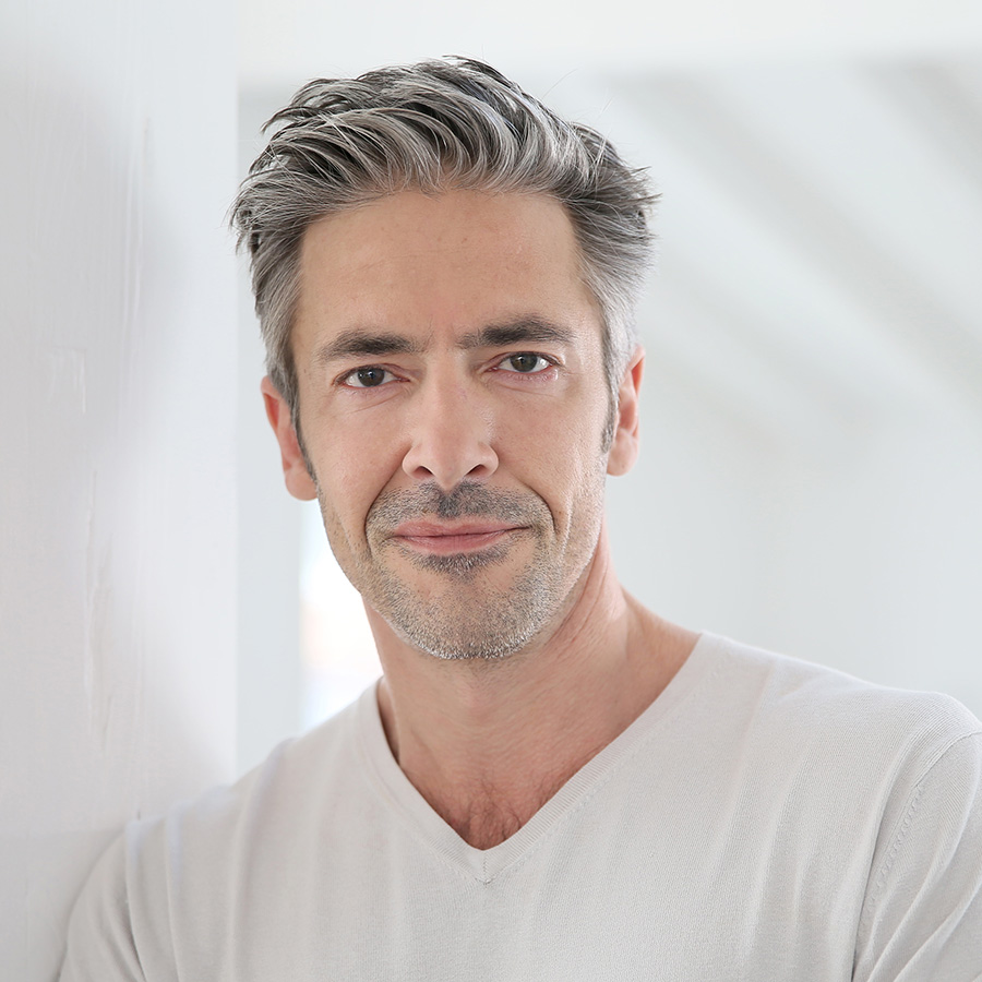 Mature man with gray hair